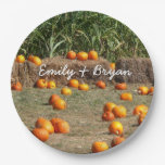 Pumpkins, Corn and Hay Autumn Harvest Photography Paper Plates