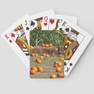 Pumpkins, Corn and Hay Autumn Harvest Photography Poker Cards