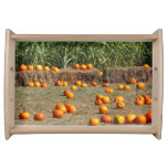 Pumpkins, Corn and Hay Autumn Harvest Photography Serving Tray