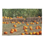 Pumpkins, Corn and Hay Autumn Harvest Photography Towel