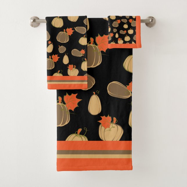 Pumpkins Cream Orange Harvest pattern  Bath Towel Set (Insitu)