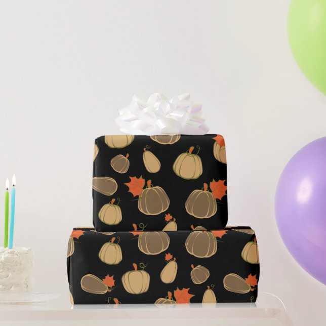 Pumpkins Cream Orange Harvest pattern Wrapping Paper (Party Gifts)