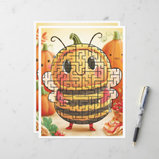 Pumpkins Disguised as a Bumblebee Maze Paper Sheet