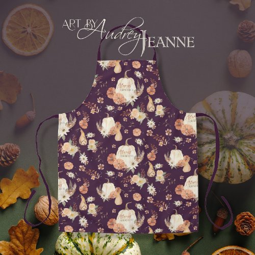 Pumpkins Fall Autumn Thanksgiving BOHO Floral Apron