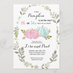 Pumpkins Fall Gender Reveal Invitation