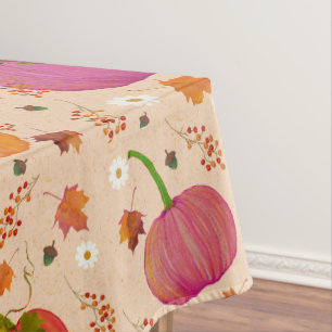 Pumpkins Fall Leaves Tablecloth