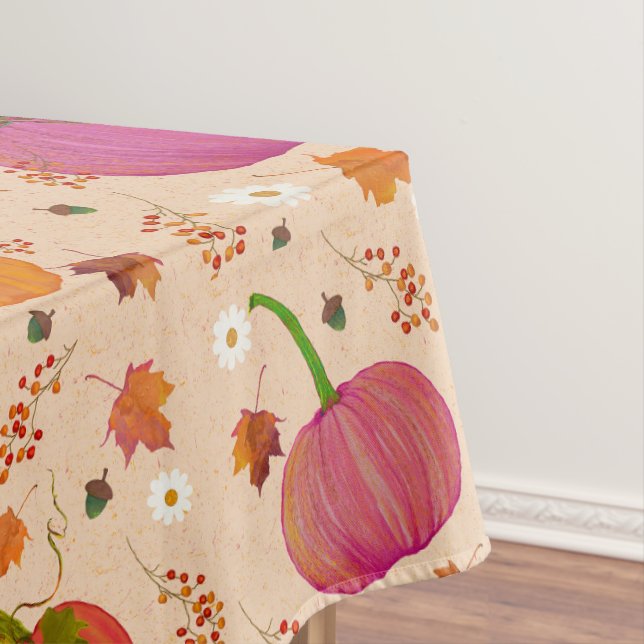  Pumpkins Fall Leaves Tablecloth (In Situ)