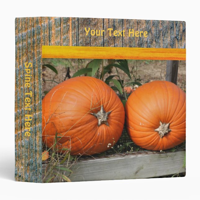 Pumpkins Fall Nature Personalized 3 Ring Binder (Front/Spine)