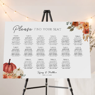 Pumpkins Fall Wedding 16 Table Seating Chart Foam Board