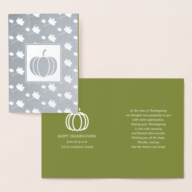 Pumpkins & Falling Leaves Thanksgiving Luxury Foil Card (Display)