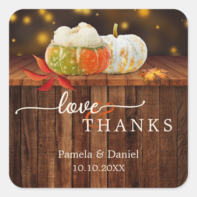 Pumpkins Festive Fall Wedding Thank You Sticker (Front)