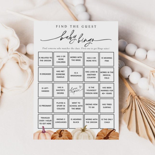 Pumpkins Find the Guest Baby Bingo Game Card (Creator Uploaded)