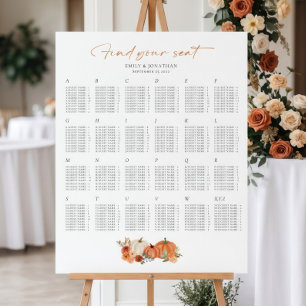 Pumpkins Floral Alphabetical Wedding Seating Chart Foam Board