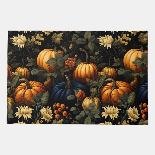 Pumpkins Floral Art Doormat (Front)
