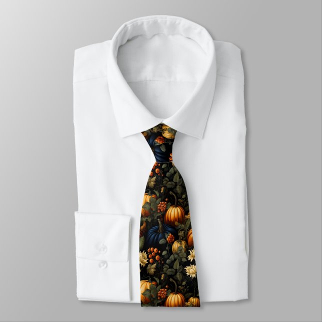 Pumpkins Floral Art Necktie (Tied)