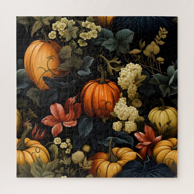 Pumpkins Floral Art Puzzle (Vertical)