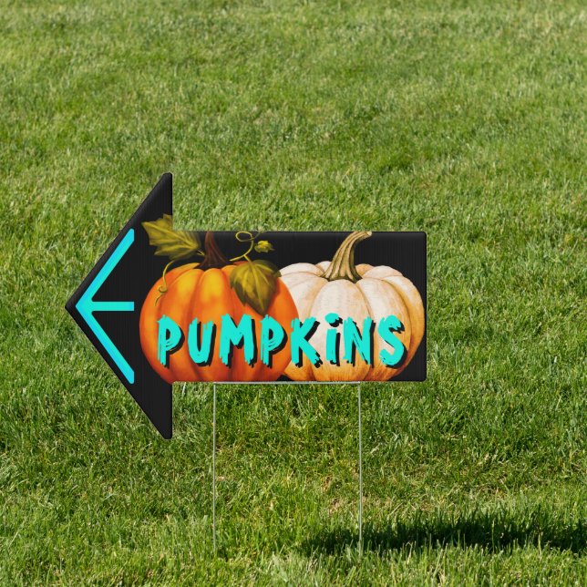 Pumpkins For Sale Arrow Shaped Sign (Insitu)