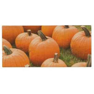 Pumpkins for Sale at a Farmer's Market Wood Flash Drive