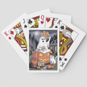 Pumpkins For Sale & Caffeine Ghost With Cat V3 Poker Cards