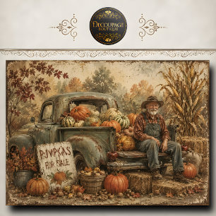 Pumpkins for Sale Farm Truck Decoupage Tissue Paper