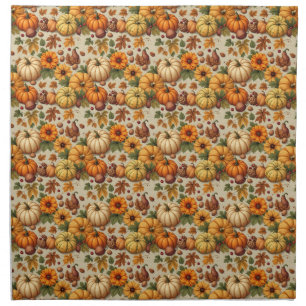 Pumpkins Fruits and Flowers Cloth Napkin
