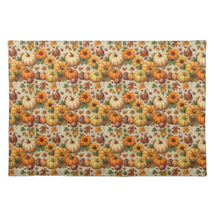 Pumpkins Fruits and Flowers Cloth Placemat