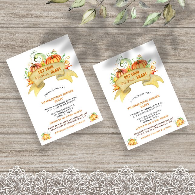 Pumpkins Get Your Fat Pants Ready Thanksgiving  Invitation (Creator Uploaded)