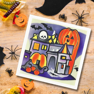 Pumpkins, ghosts, halloween bats napkins