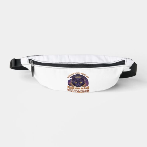 Pumpkins Gleam Halloween Black Cat Falling Leaves_ Fanny Pack