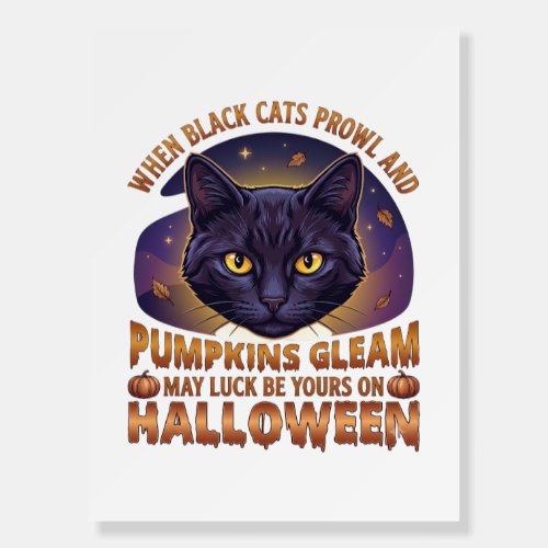 Pumpkins Gleam Halloween Black Cat Falling Leaves_ Foam Board