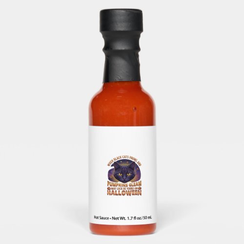 Pumpkins Gleam Halloween Black Cat Falling Leaves_ Hot Sauces