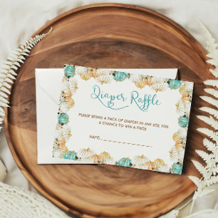 Pumpkins Green White Diaper Raffle  Enclosure Card