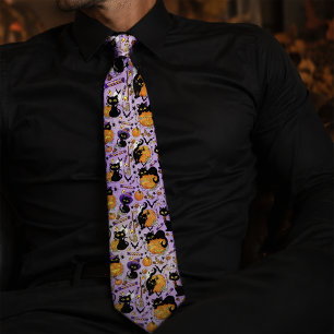 Pumpkins Halloween Candy Black Cats Neck Tie