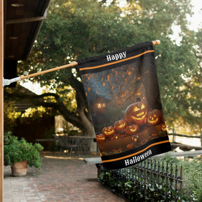 Pumpkins Halloween Family Collection House Flag (In SItu)