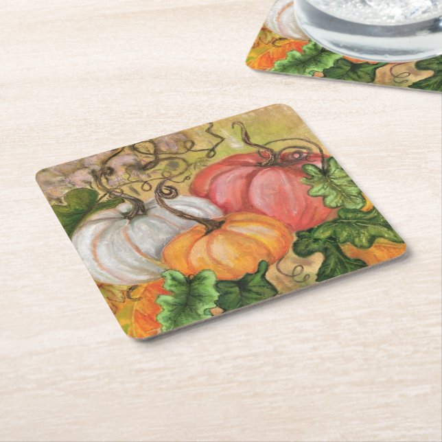 Pumpkins Halloween Paper Coaster (Angled)