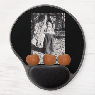 Pumpkins Halloween Photo Child in Costume Black Gel Mouse Pad