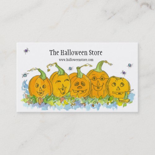 Pumpkins Halloween Spiders Autumn Fall Business Card