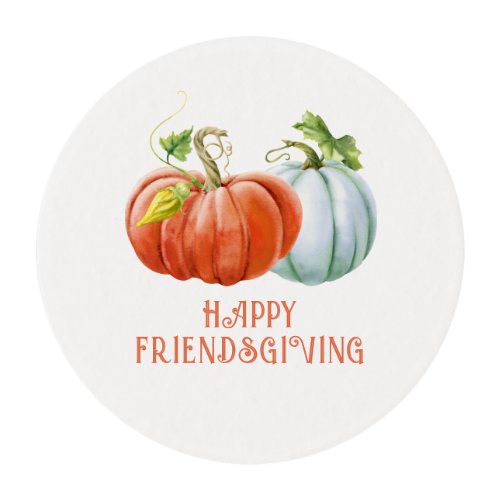 Pumpkins Happy Friendsgiving burnt orange fall Edible Frosting Rounds