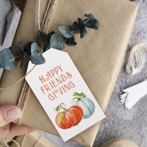 Pumpkins Happy Friendsgiving burnt orange fall Gift Tags