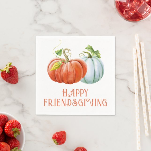 Pumpkins Happy Friendsgiving burnt orange fall Napkins (Insitu)