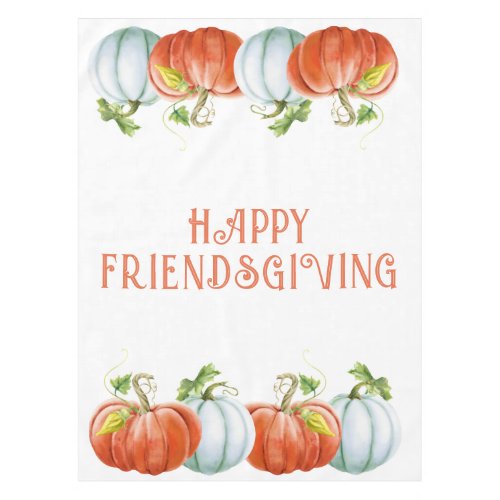 Pumpkins Happy Friendsgiving burnt orange fall Tablecloth