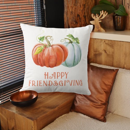 Pumpkins Happy Friendsgiving burnt orange fall Throw Pillow