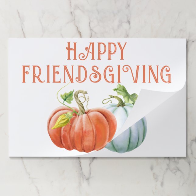 Pumpkins Happy Friendsgiving fall paper placemat (Folded)
