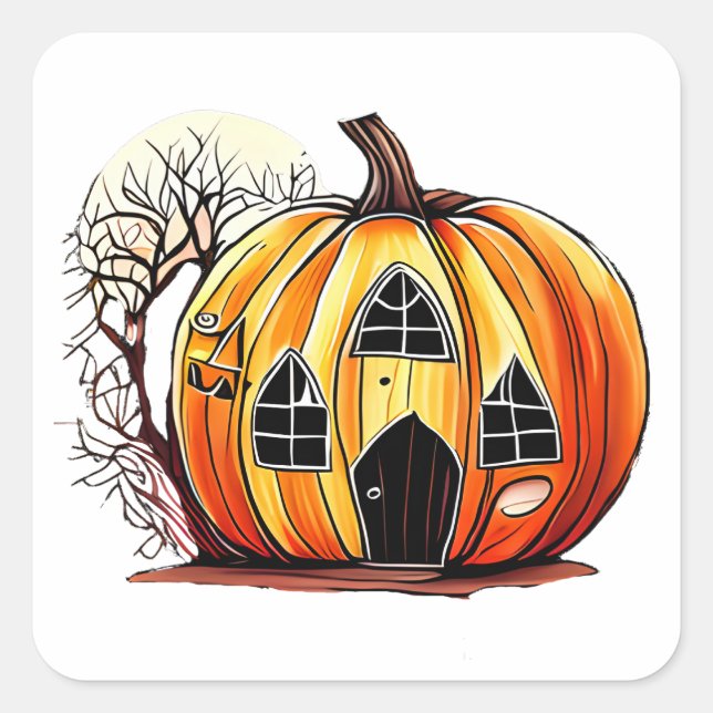 Pumpkins House Square Sticker (Front)