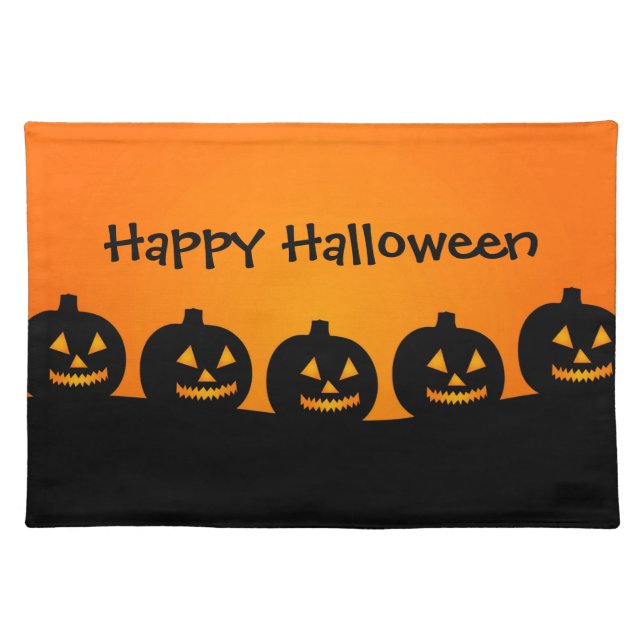 Pumpkins in a Row, Happy Halloween Placemat (Front)