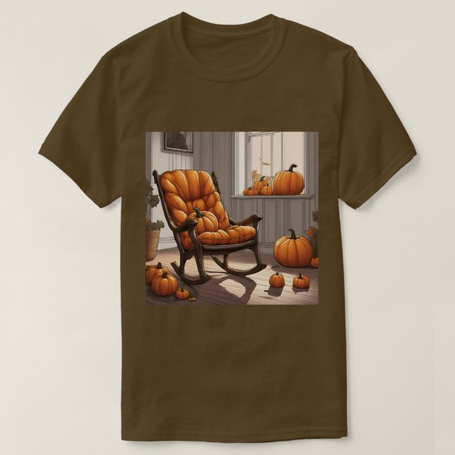 Pumpkins In A Window Brown T-Shirt (Design Front)