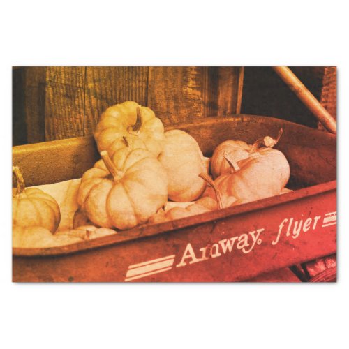 Pumpkins In Old Wagon In Sepia Vintage Decoupage Tissue Paper