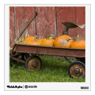 Pumpkins in old wagon wall decal