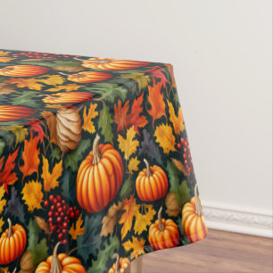 Pumpkins in the Leaves with Berries Tablecloth