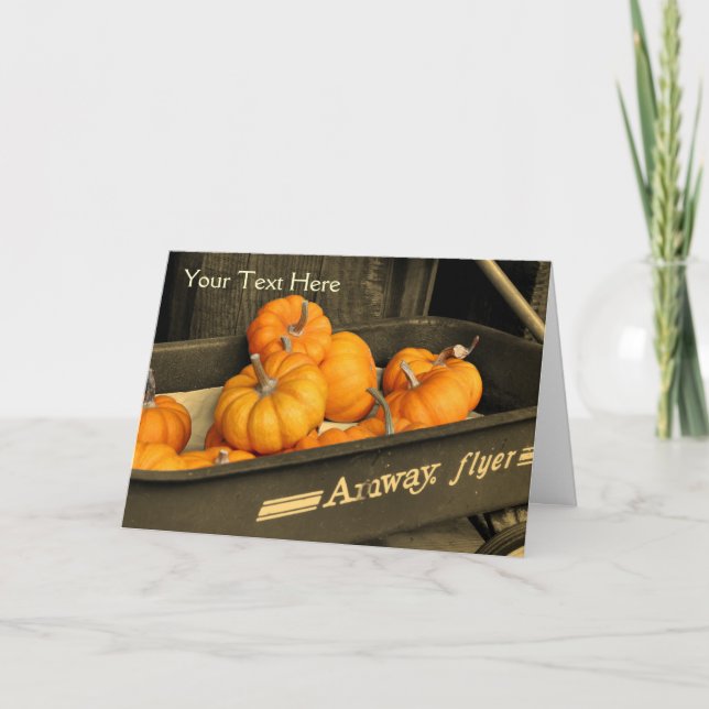 Pumpkins In Wagon Partial Color Nature Photo Card (Front)